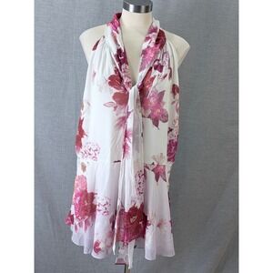 NWT City Chic Pink Floral Halter Tie Neck Peplum Top Plus Size M 18